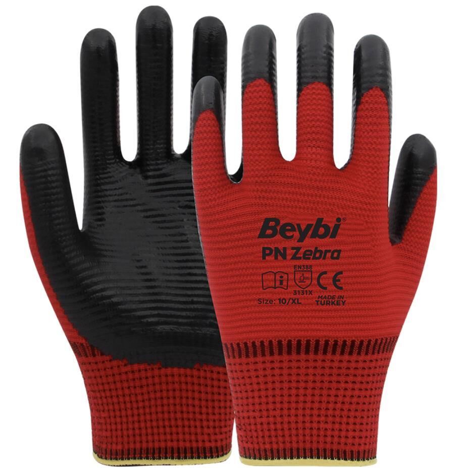 Beybi Nitril Eldiven Zebra Kırmızı 10 Beden (1 Çift)