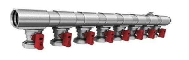 Kollektör Mini Küresel Vanalı 1'' (Kırmızı) 5'li çıkış