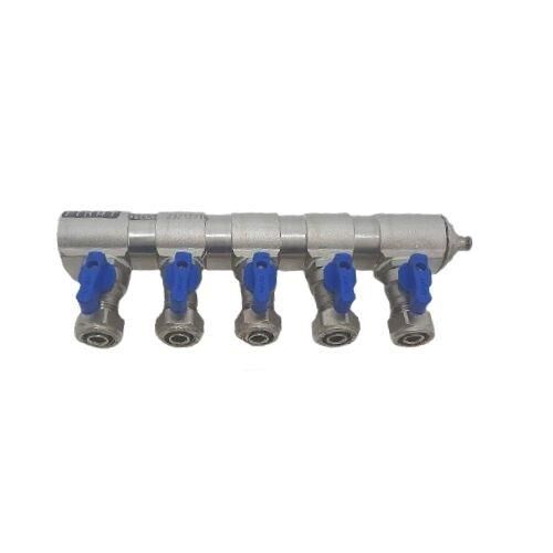 Fırat Kollektör Mini Küresel Vanalı 1'' (Mavi) 5'li çıkış