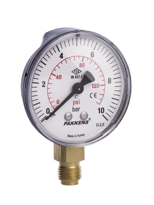 Pakkens Manometre Q100 Alttan Bağlantılı 1/2'' 0/16 Bar