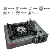 Rox Camping 0103 Tekli Portatif Kamp Ocak, Rüzgarlıklı, Ekstra Gaz Girişli