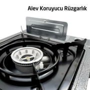 Rox Camping 0103 Tekli Portatif Kamp Ocak, Rüzgarlıklı, Ekstra Gaz Girişli