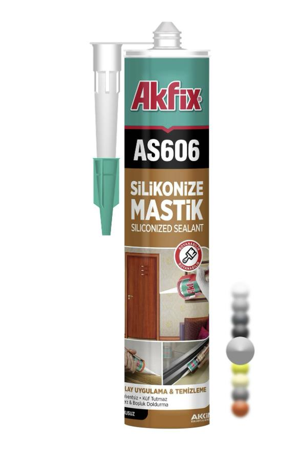 Akfix AS606 Silikonize Akrilik Mastik 500 gr Gri